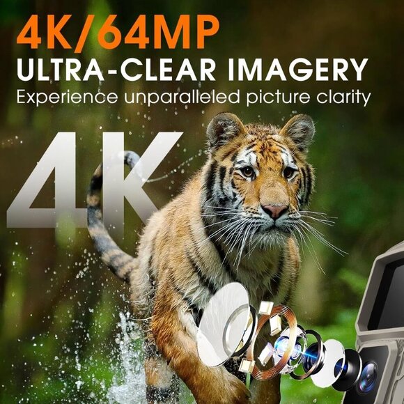 WiFi Trail Camera 4K 64MP with Night Vision - 64GB Memory Card, 130° Wide Angle - Picture 6 of 8